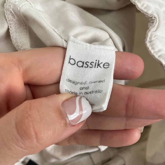 Bassike Pants Women 1 S Cream Pull On Tapered Chino Casual Classic Minimalist - Picture 4 of 9